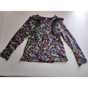Tea‎ Collection Floral Print Long Sleeve Ruffle Top Kids Size 12